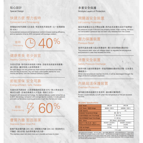 GERMANPOOL 德國寶 URC-36 電湯煲 GERMANPOOL 德國寶 URC-36 電湯煲